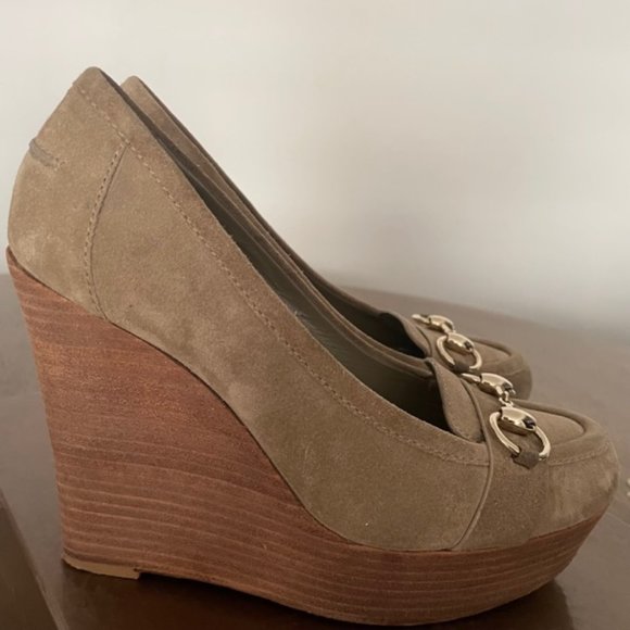 Gucci Dark Green Suede platforms size 37,5 - Picture 3 of 9